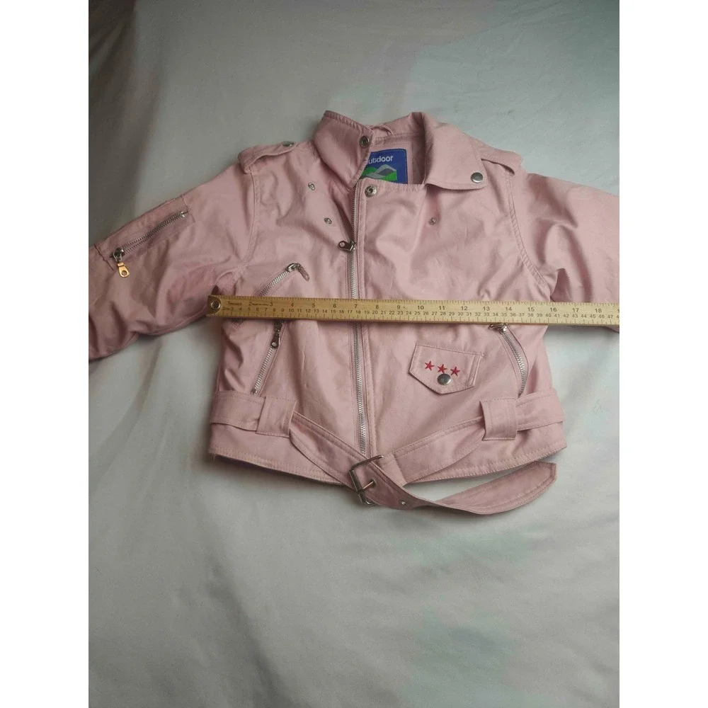 Outdoor Habitat Motorcycle Jacket Girls 7T Pink Faux Leather USA Eagle Biker